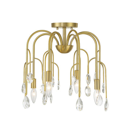Savoy House Anholt 4 Light Convertible Semi Flush, Noble Brass