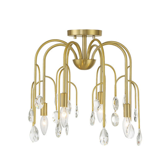 Savoy House Anholt 4 Light Convertible Semi Flush, Noble Brass