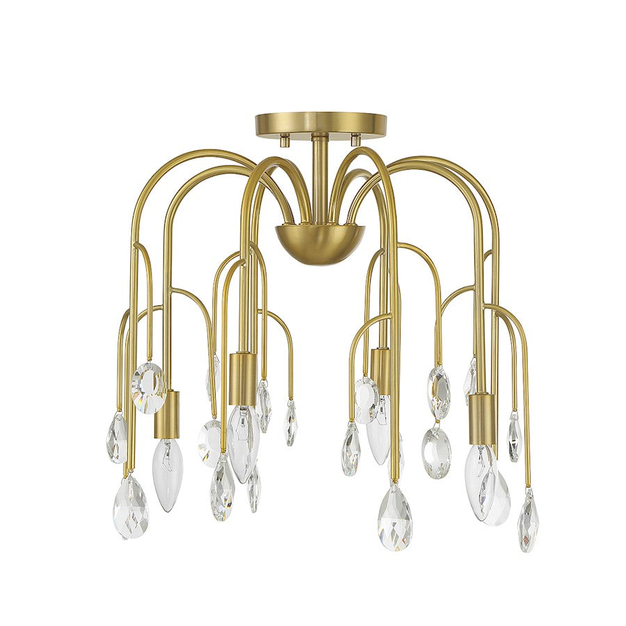 Savoy House Anholt 4Lt Convertible Semi-Flush Or Pendant, Brass