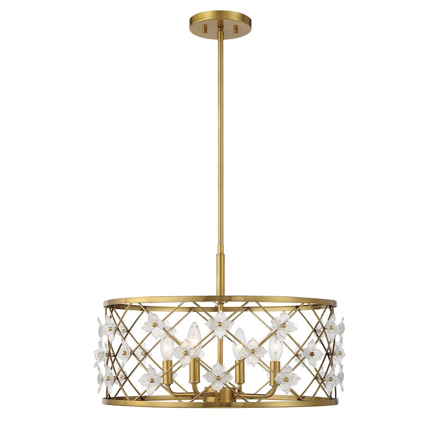 Savoy House Bailey 4 Light Convertible Semi-Flush/Pendant, Brass - 6-8410-4-322