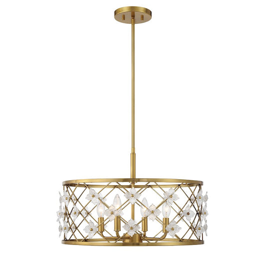Savoy House Bailey 4 Light Convertible Semi-Flush/Pendant, Brass