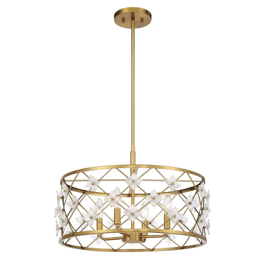 Savoy House Bailey 4 Light Convertible Semi-Flush/Pendant, Brass