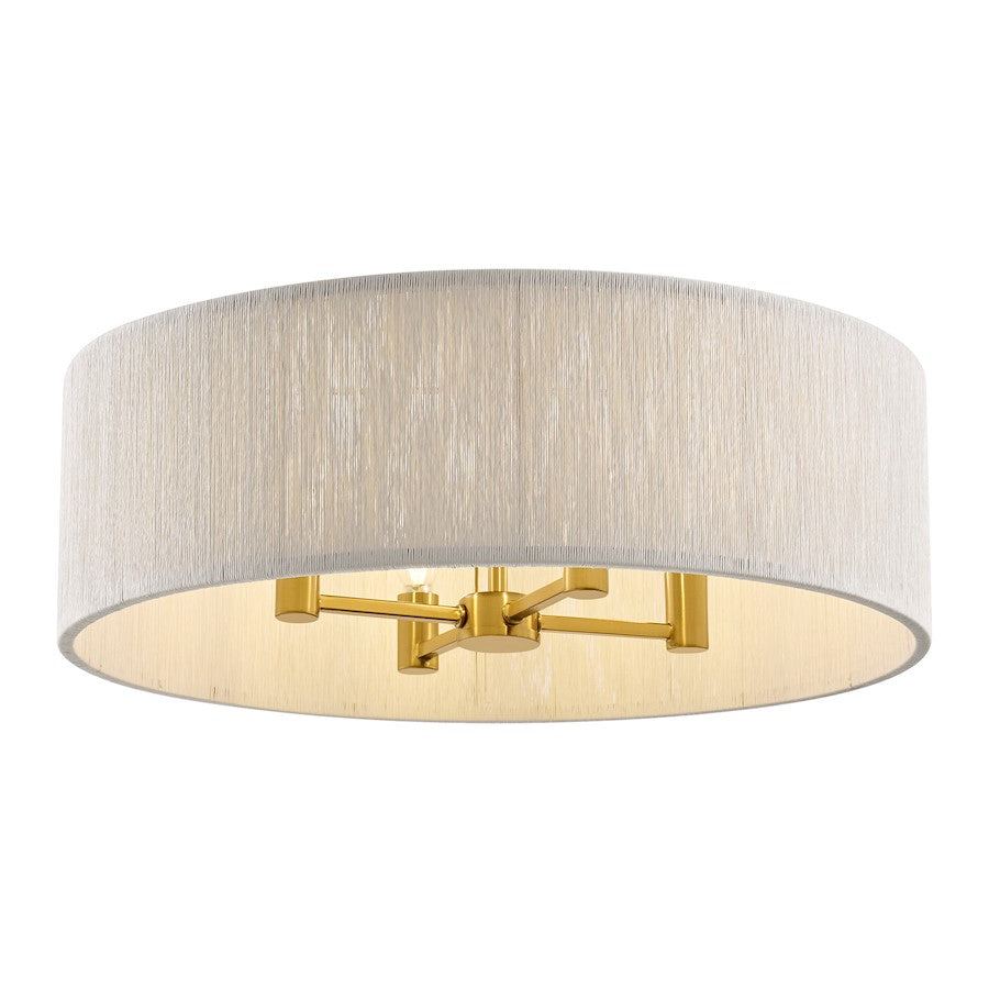 Savoy House Maynard 4 Light Flush Mount, Warm Brass/White