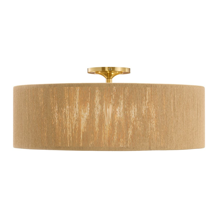 Savoy House Maynard 4 Light Flush Mount, Warm Brass/Natural - 6-9312-4-322