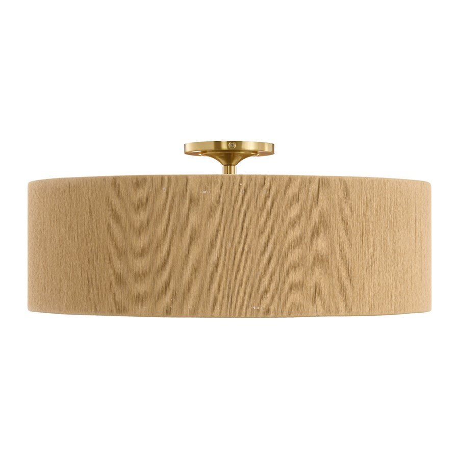 Savoy House Maynard 4 Light Flush Mount, Warm Brass/Natural