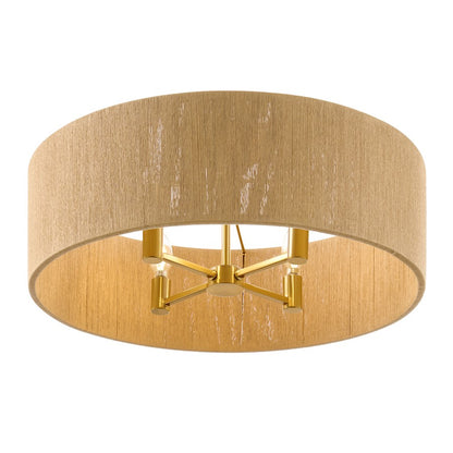 Savoy House Maynard 4 Light Flush Mount, Warm Brass/Natural