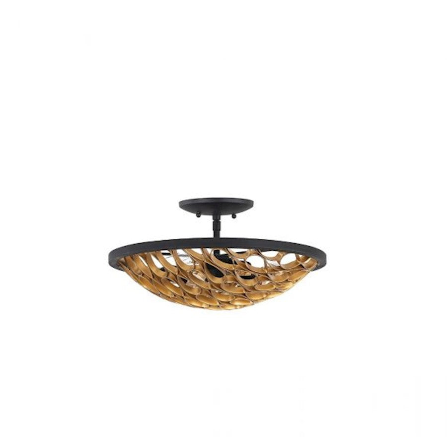 Savoy House Ventura 3-Light Ceiling Light, Matte Black/Gold - 6-9353-3-46