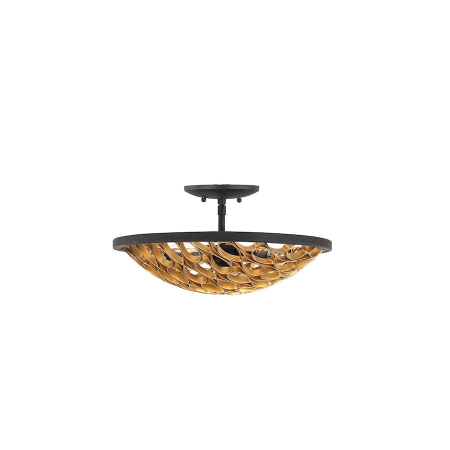 Savoy House Ventura 3-Light Ceiling Light, Matte Black/Gold