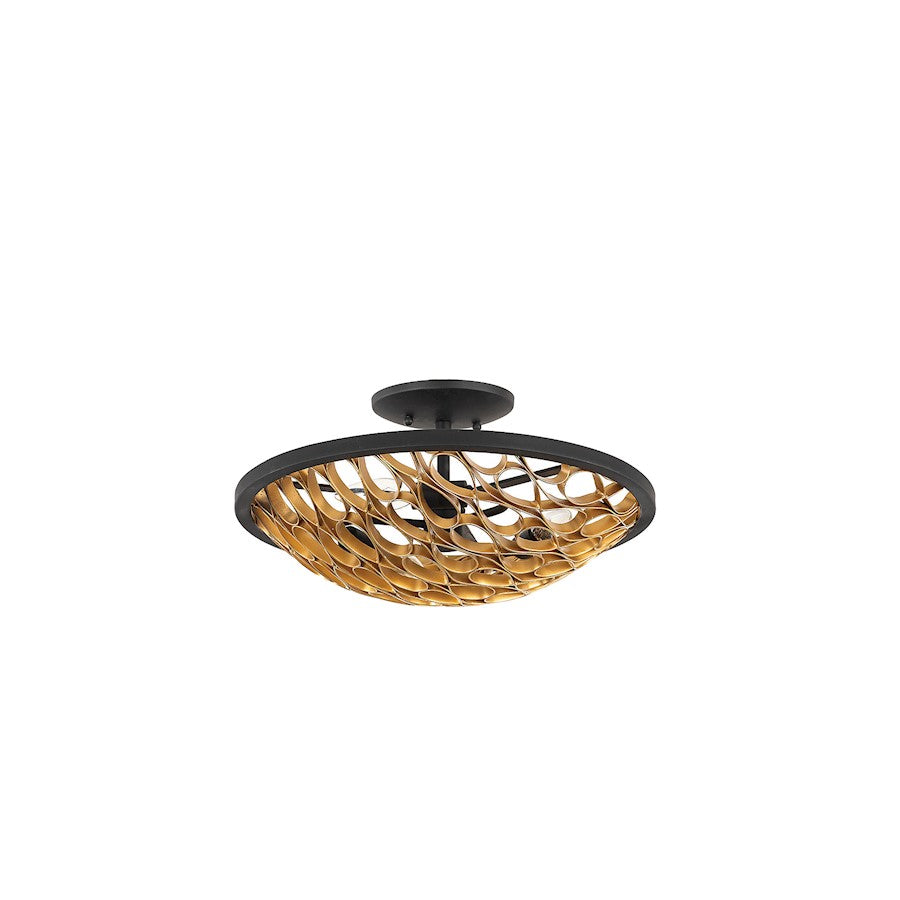 Savoy House Ventura 3-Light Ceiling Light, Matte Black/Gold