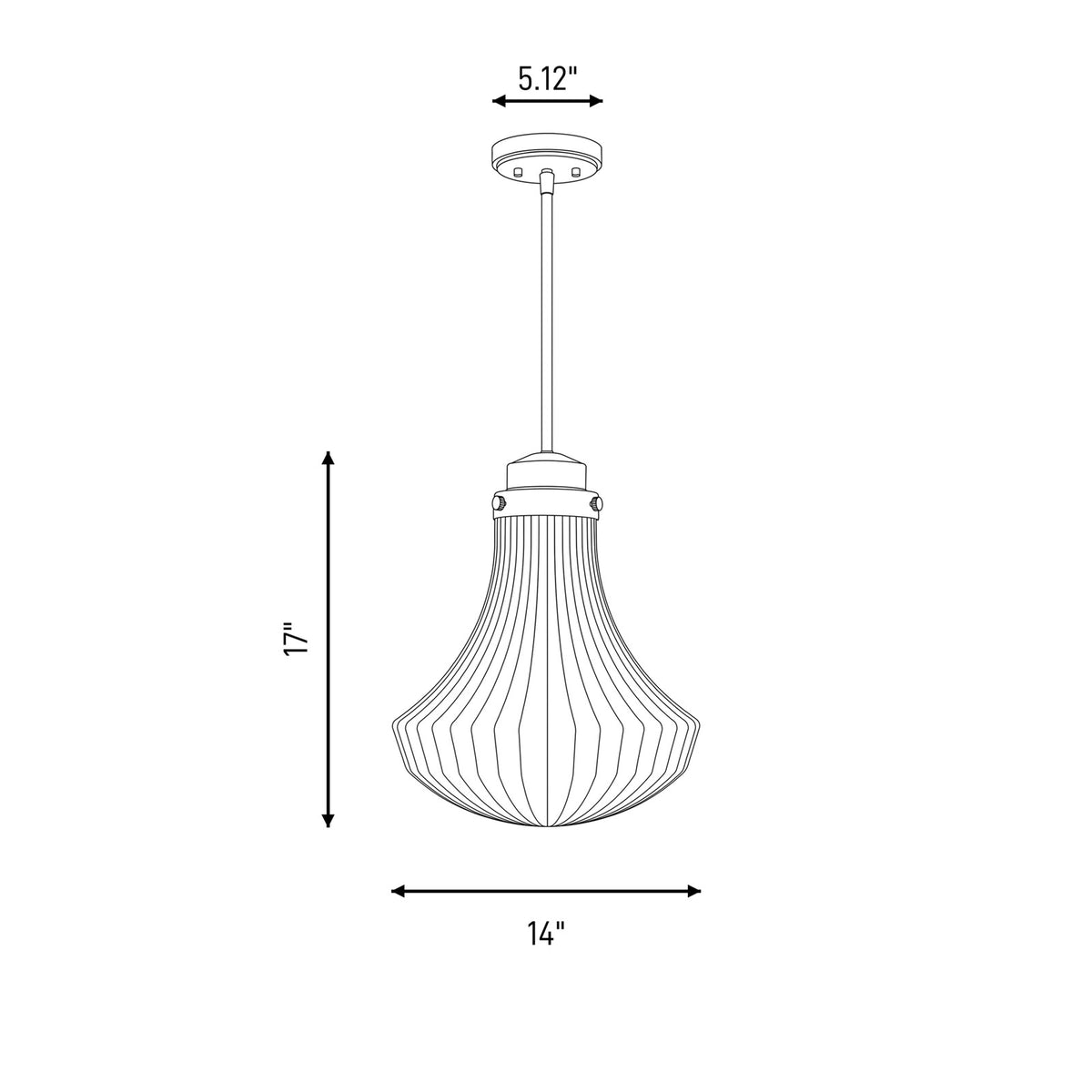 Savoy House Bartlet 1 Lt Pendant, White Ribbed, Warm Brass