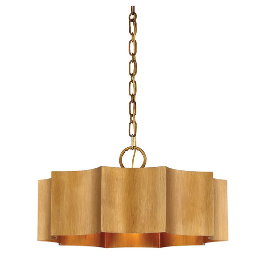 3 Light Pendant, Gold Patina