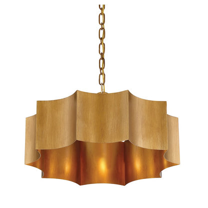 3 Light Pendant, Gold Patina