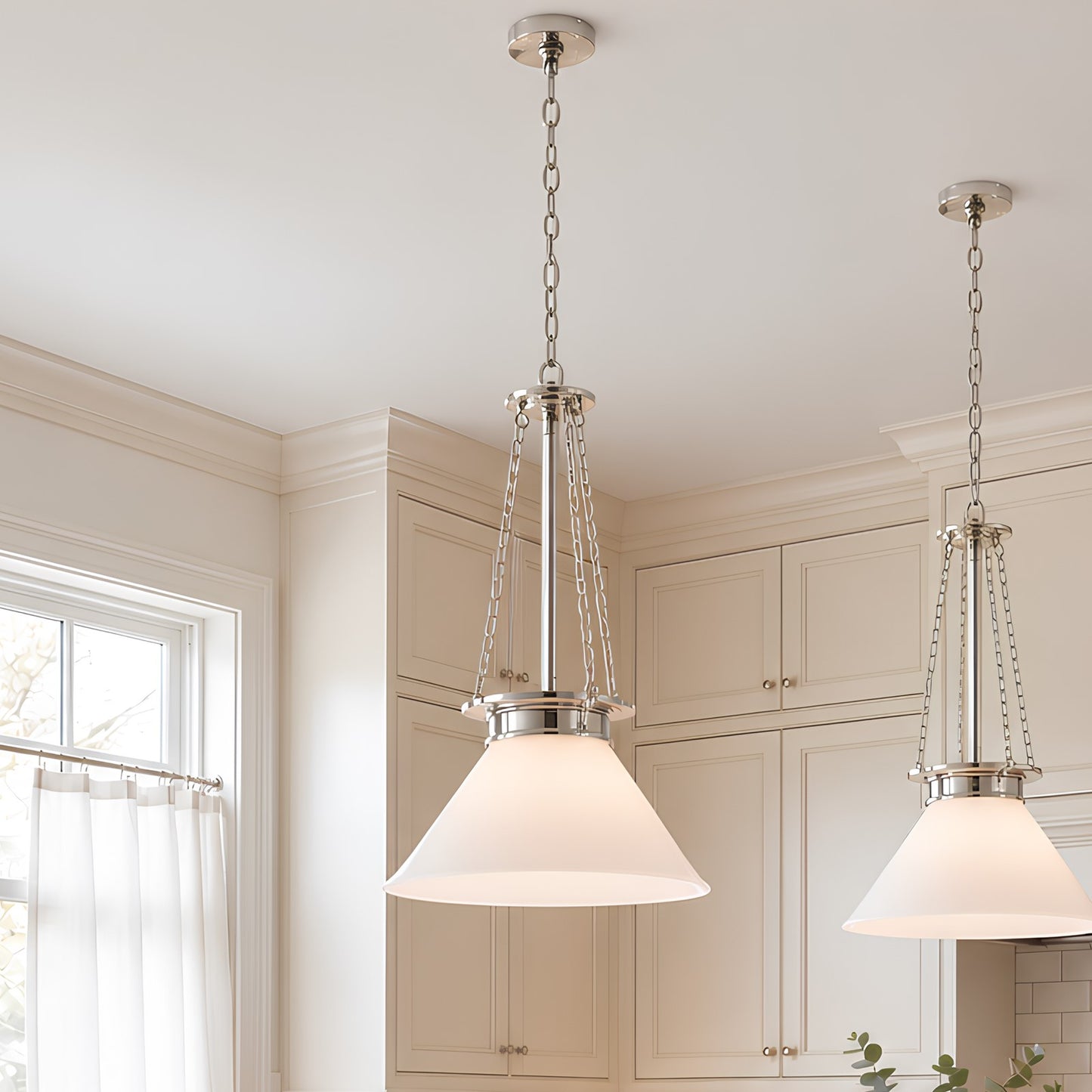 1 Light Pendant, Polished Nickel