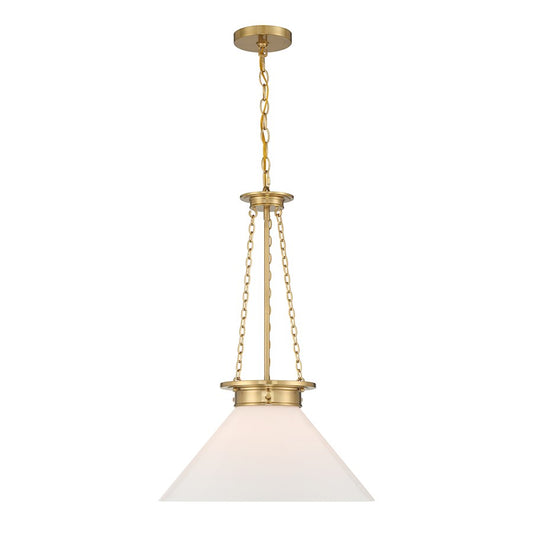 Savoy House Myers 1 Light Pendant, Warm Brass/White Cased - 7-1011-1-322