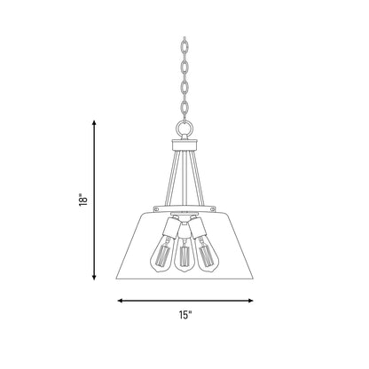 3 Light Pendant, Matte Black