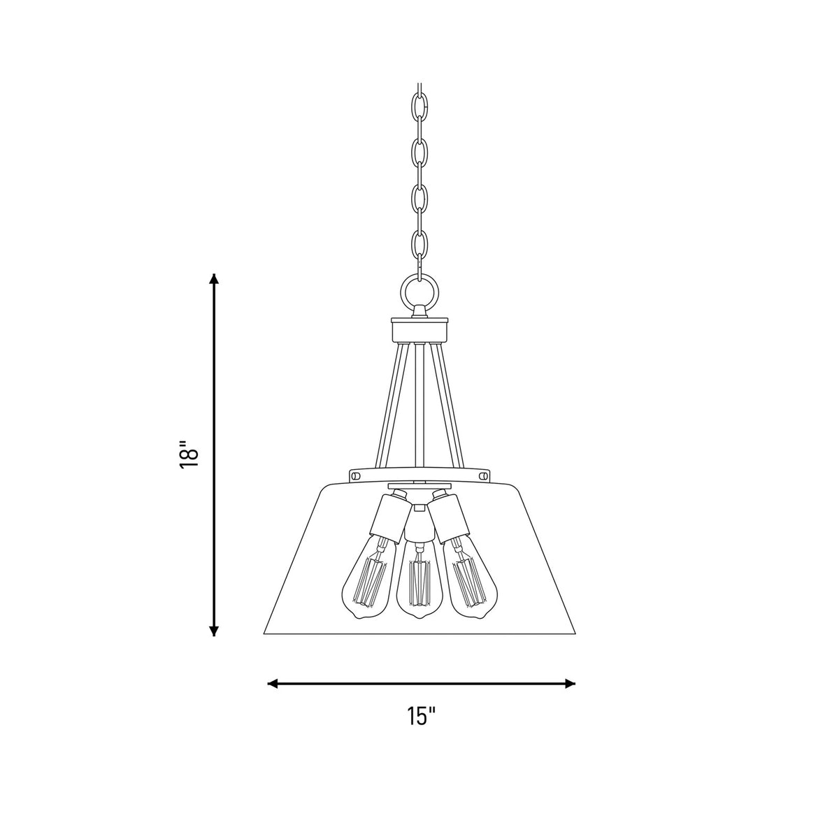 3 Light Pendant, Matte Black