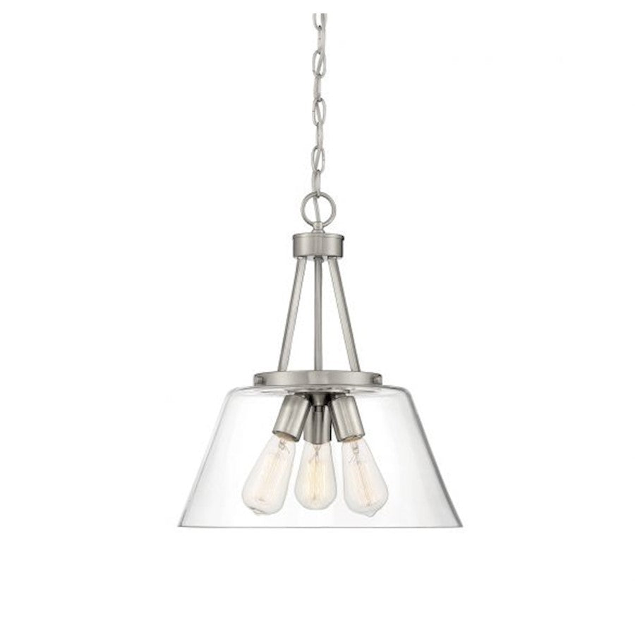 3 Light Pendant, Satin Nickel