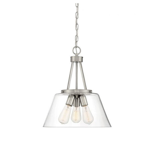 3 Light Pendant, Satin Nickel