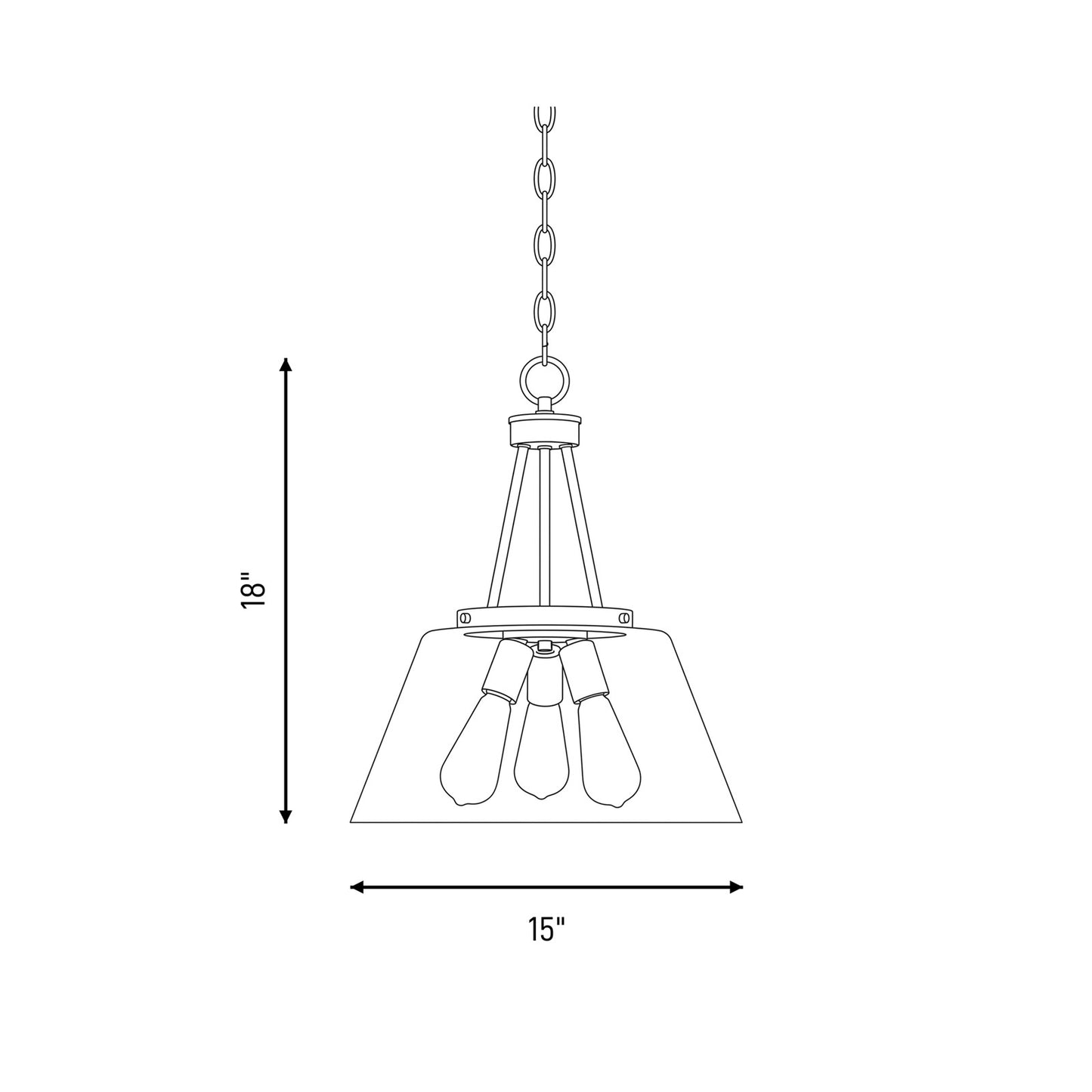 3 Light Pendant, Satin Nickel