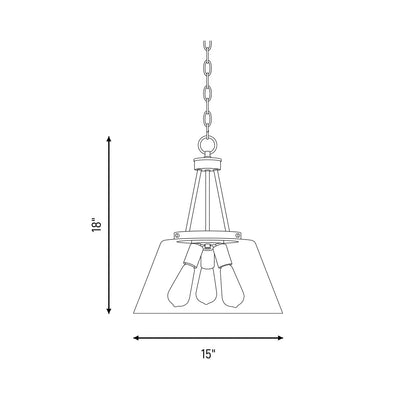 3 Light Pendant, Satin Nickel