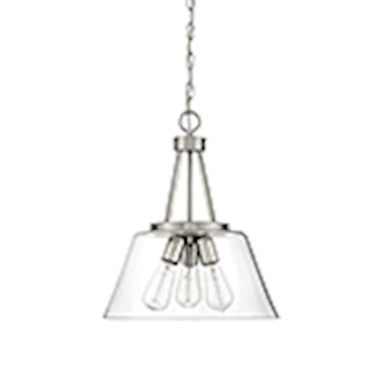 3 Light Pendant, Satin Nickel