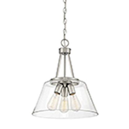 3 Light Pendant, Satin Nickel