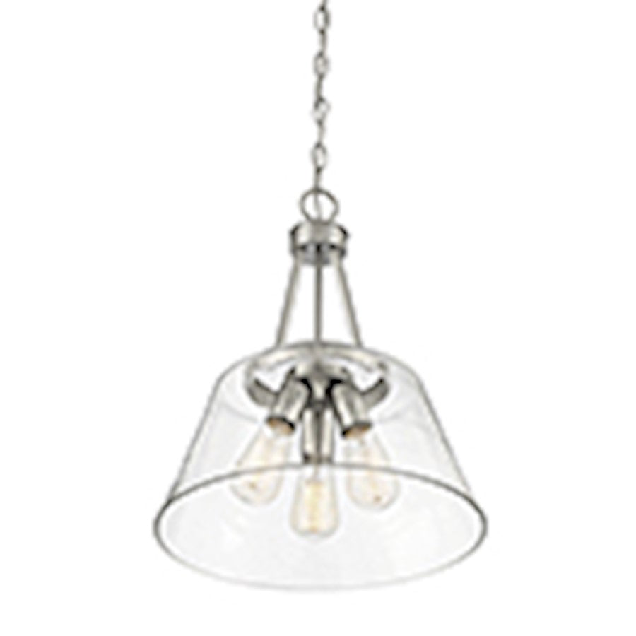 3 Light Pendant, Satin Nickel