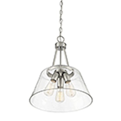 3 Light Pendant, Satin Nickel