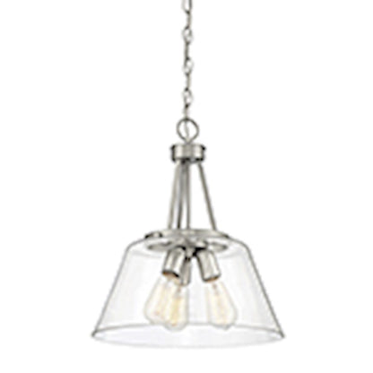 3 Light Pendant, Satin Nickel