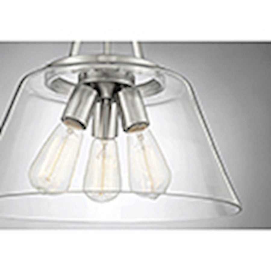 3 Light Pendant, Satin Nickel