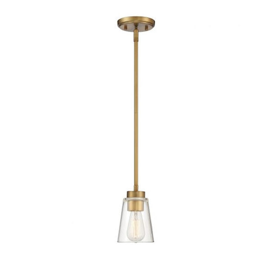 Savoy House Calhoun 1-Light Mini-Pendant, Warm Brass - 7-1026-1-322