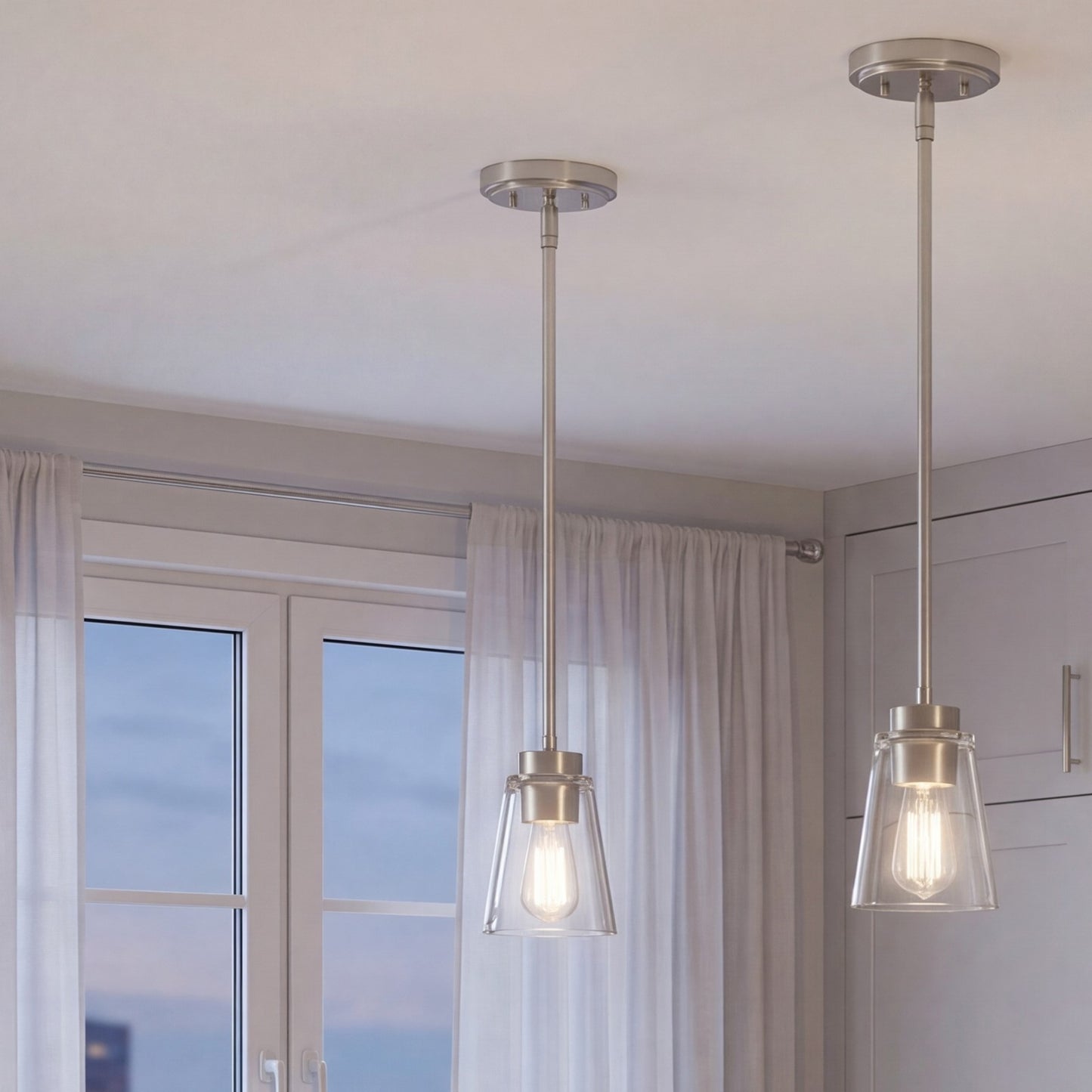 1 Light Mini Pendant, Satin Nickel