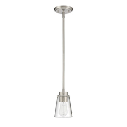 1 Light Mini Pendant, Satin Nickel