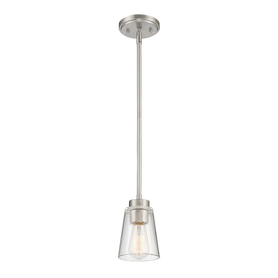 1 Light Mini Pendant, Satin Nickel