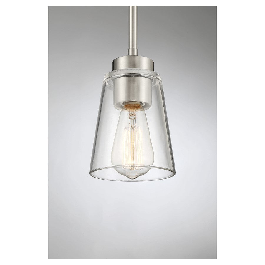 1 Light Mini Pendant, Satin Nickel