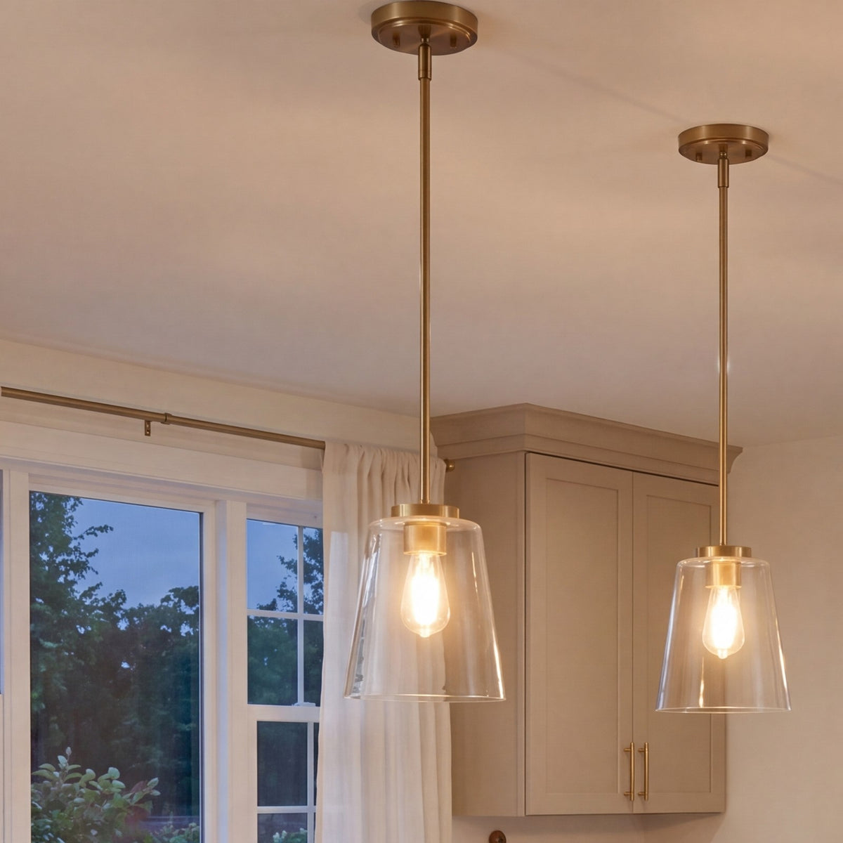 1 Light Pendant, Warm Brass