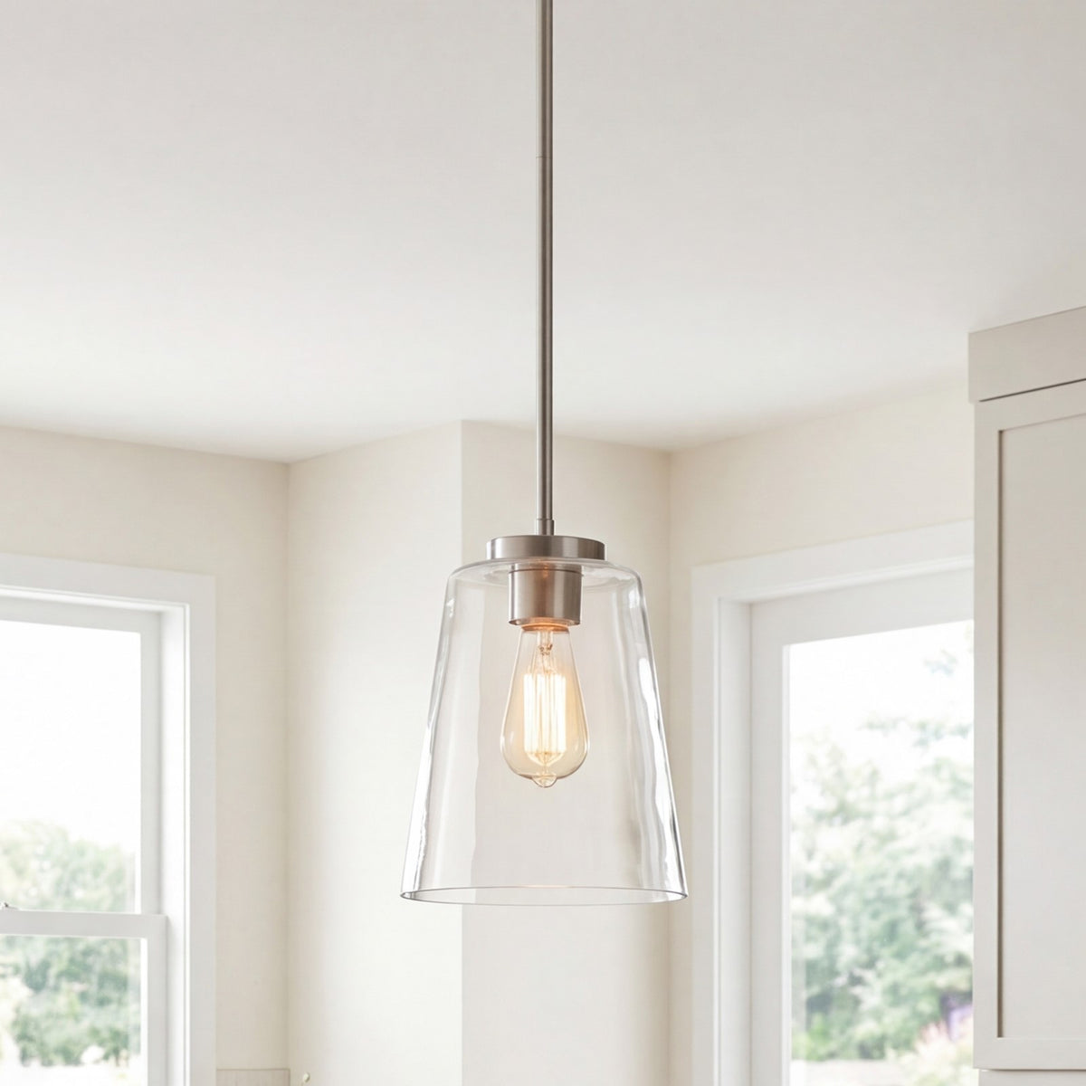 1 Light Pendant, Satin Nickel