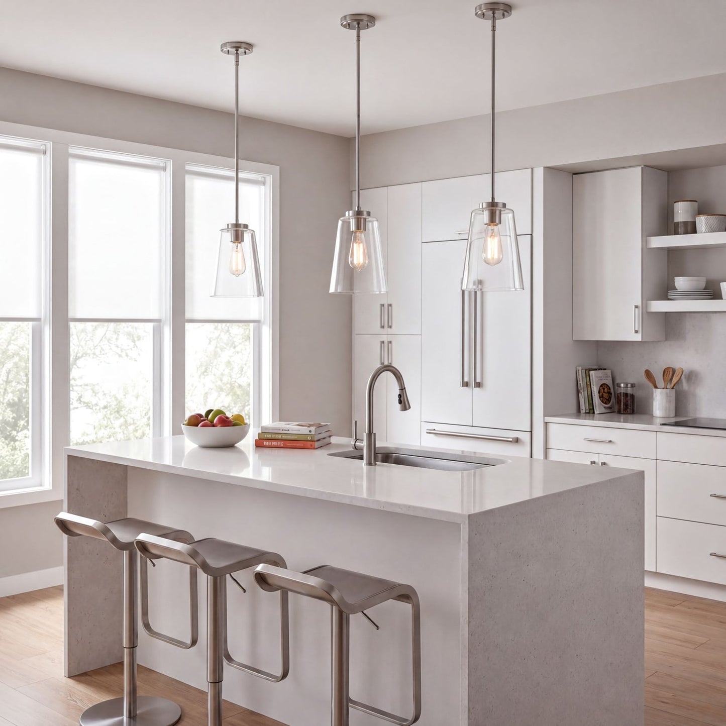 1 Light Pendant, Satin Nickel