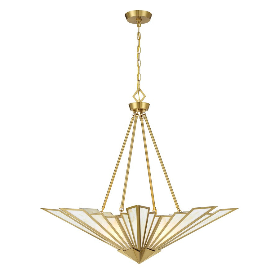 Savoy House Rivage 4 Light Pendant, Warm Brass/Tiffany - 7-1038-4-322