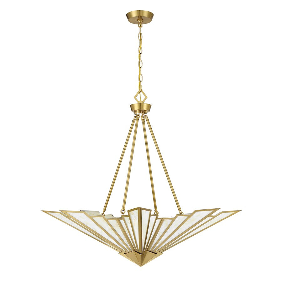 Savoy House Rivage 4 Light Pendant, Warm Brass/Tiffany