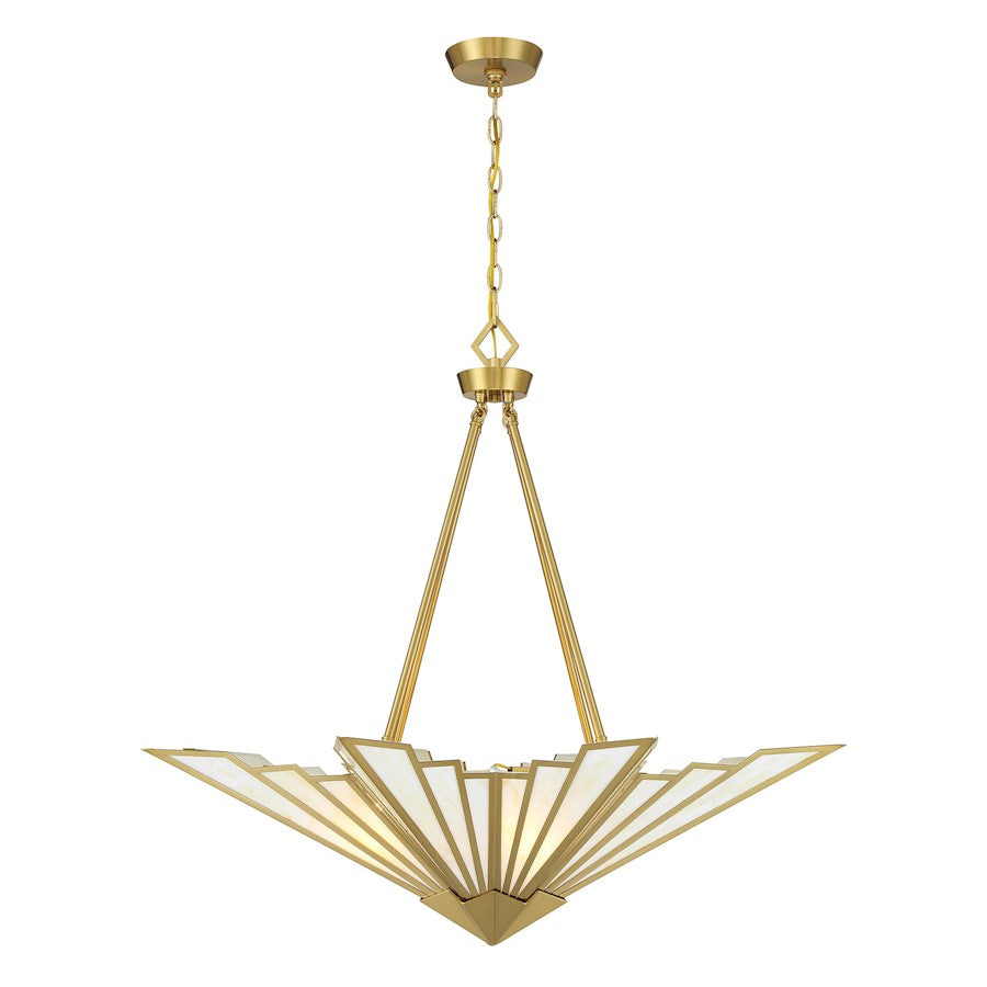 Savoy House Rivage 4 Light Pendant, Warm Brass/Tiffany