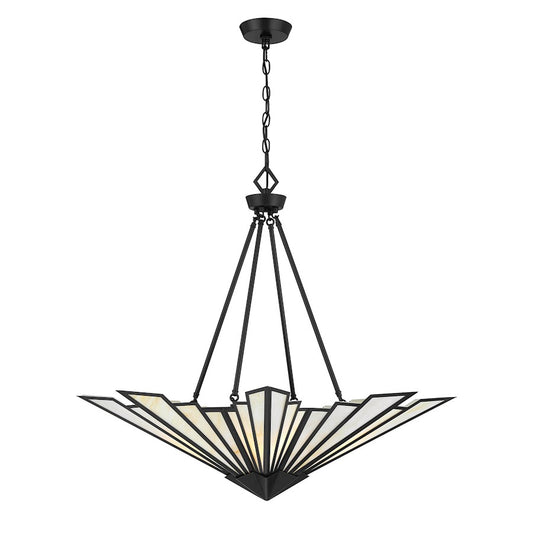 Savoy House Rivage 4 Light Pendant, Matte Black/Tiffany