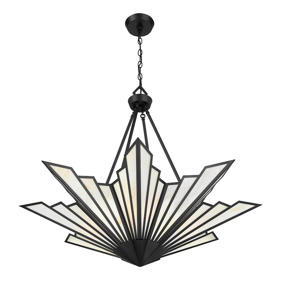 Savoy House Rivage 4 Light Pendant, Matte Black/Tiffany