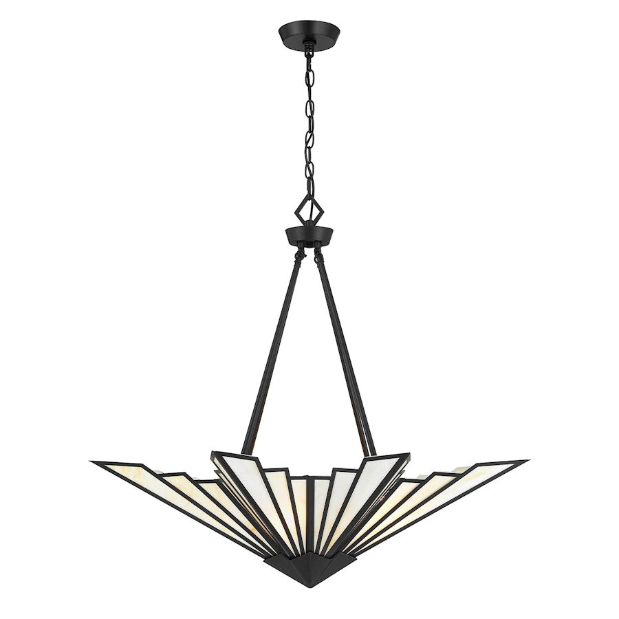 Savoy House Rivage 4 Light Pendant, Matte Black/Tiffany