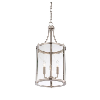 3 Light Pendant, Satin Nickel