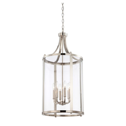 6 Light Pendant, Polished Nickel