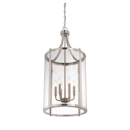 6 Light Pendant, Satin Nickel