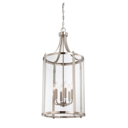 6 Light Pendant, Satin Nickel