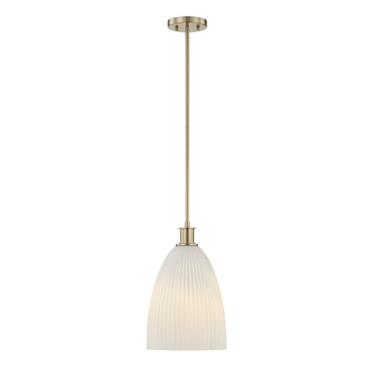 Savoy House Essentials Baldwin 1Lt Pendant, Brass/White