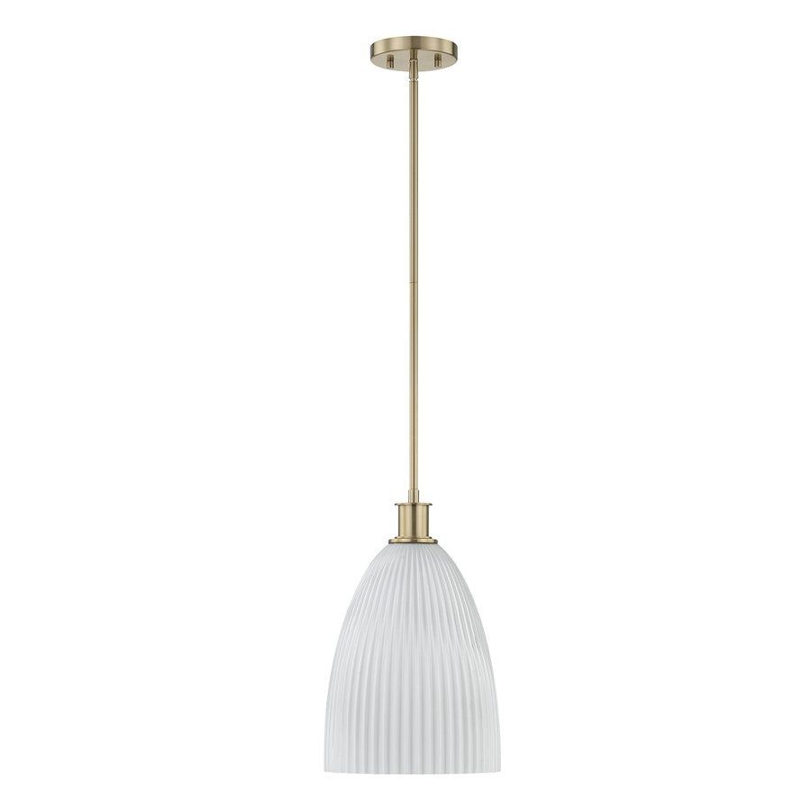 Savoy House Essentials Baldwin 1Lt Pendant, Brass/White